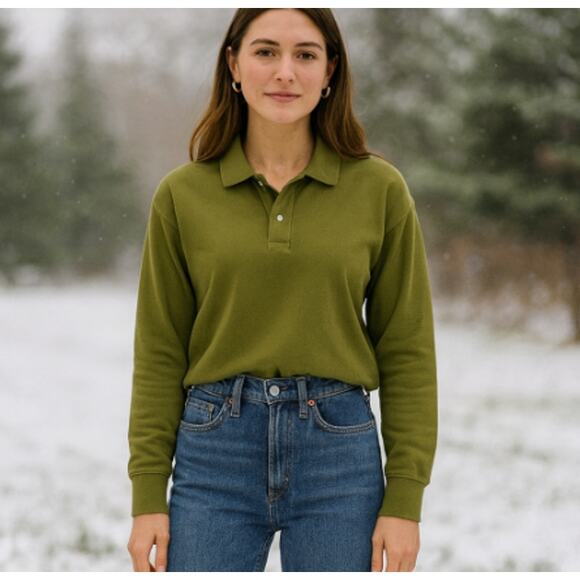 Tuckernuck Women's SZ M Winetasting Long Sleeve Pique Holmes Boyfriend Polo $128 - Picture 1 of 4